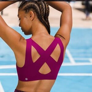 Lululemon Enlite Front-Zip Bra High Support in Magenta Purple Sz 38D